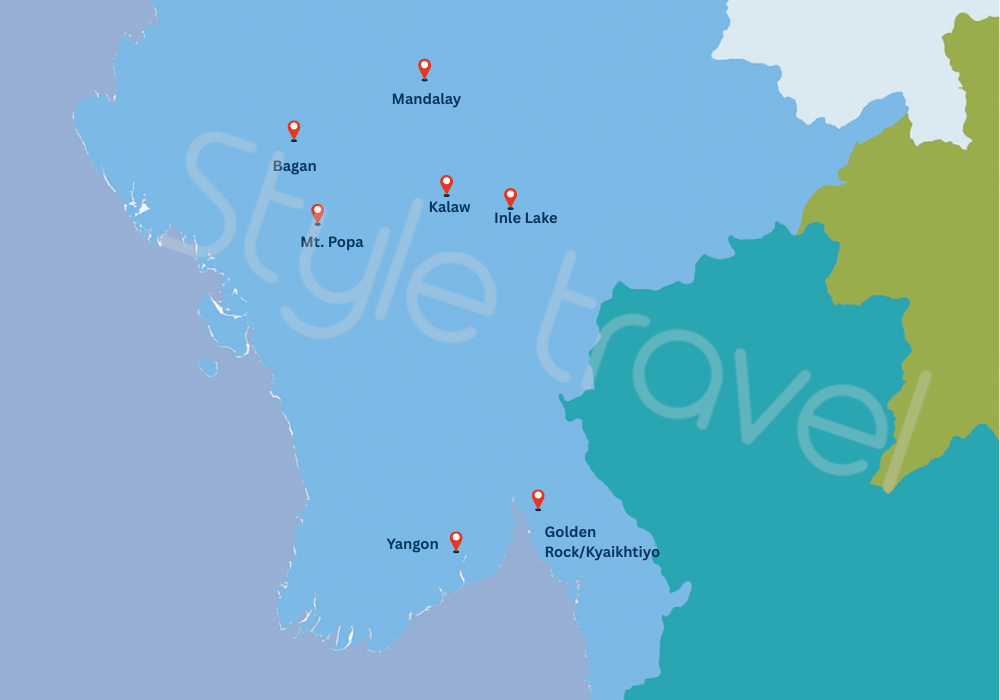 Popular destinations in Myanmar