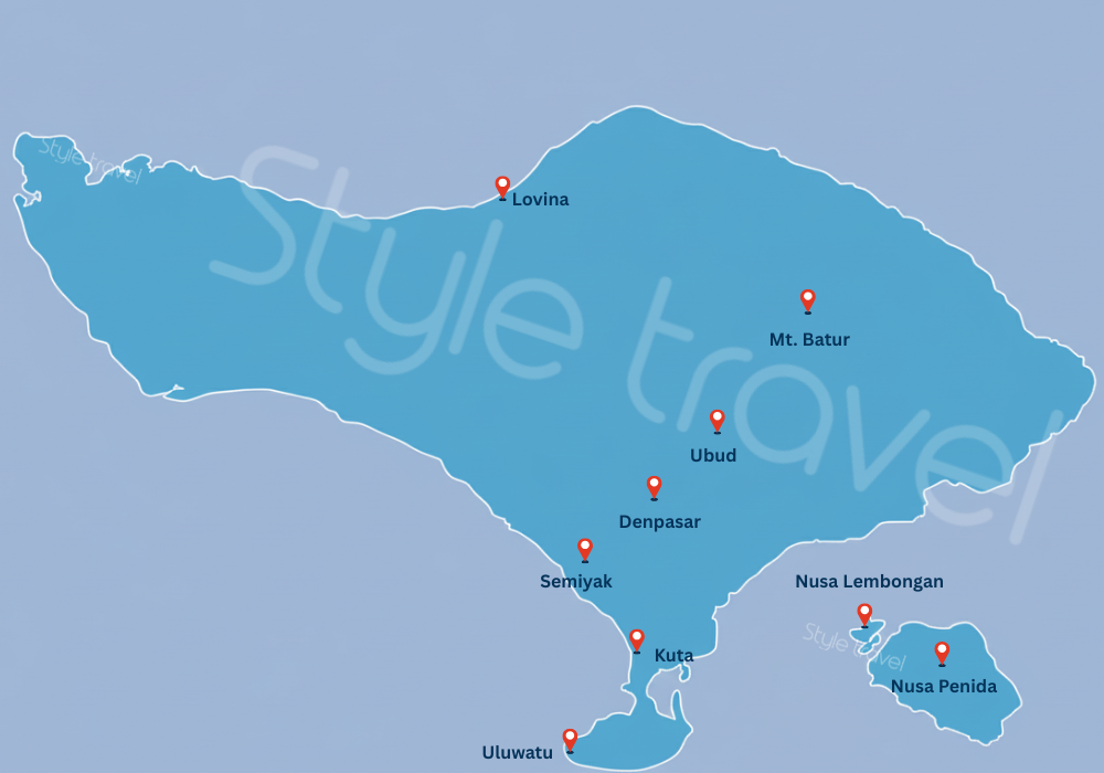 Popular destinations in Bali